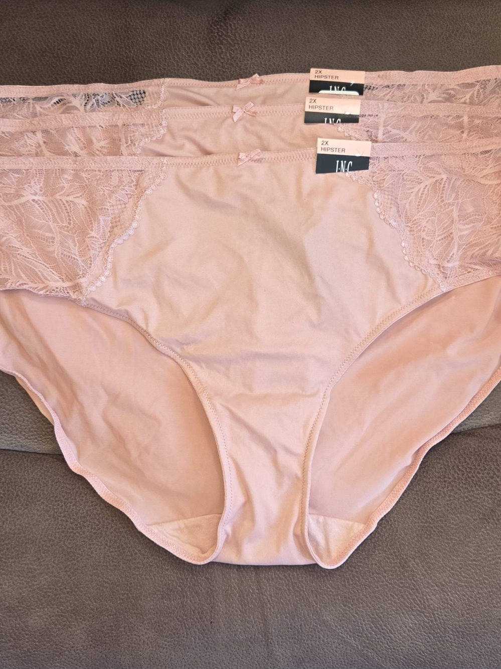 NWT INC International Concepts 3 Light Pink Lace-Trim Hipster Briefs 2X